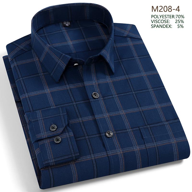 Men's Long Sleeve Shirt Non Ironing Plus Size Plaid Stripes Business Casual Dress Shirt Stylish Office Wear For Elegant Men