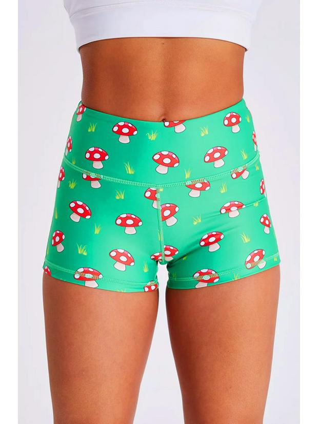 Strawberry Donut High-Waist Yoga Shorts - Women's Printed Fitness & Sportswear.