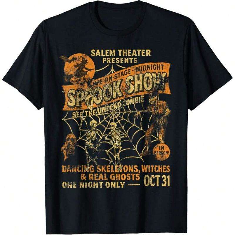 Washed Retro Cotton 230Gvintage Halloween Spooky Island 2-Sided T-Shir L
