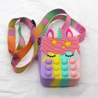 Hot Rianbow Cross Bag Fidget Toys For Children Christmas Gifts Push Its Bubble Stress Relief Sensory Toys Coin Purse Girls