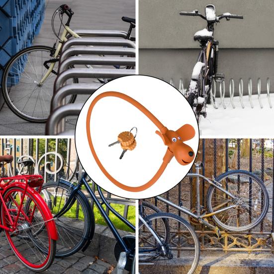 Zámek na kolo s klíči Roztomilý suchar Psí lankový zámek proti krádeži Silikonový zámek na kolo pro dveře cyklistické helmy na skateboard