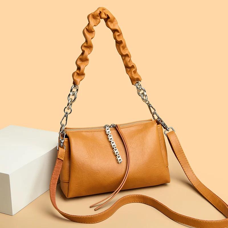 Luxury Brand Women Shoulder Bag Fashion Shoulder Straps Messenger Bag Solid Color PU Leather Handbag Ladies Travel Shopper Totes