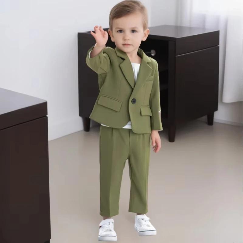Boys Formal Suits 2yrs To 12yrs Children Performance Costumes Gentleman Kids Wedding Birthday Blazer Set Toddler Birthday Gown