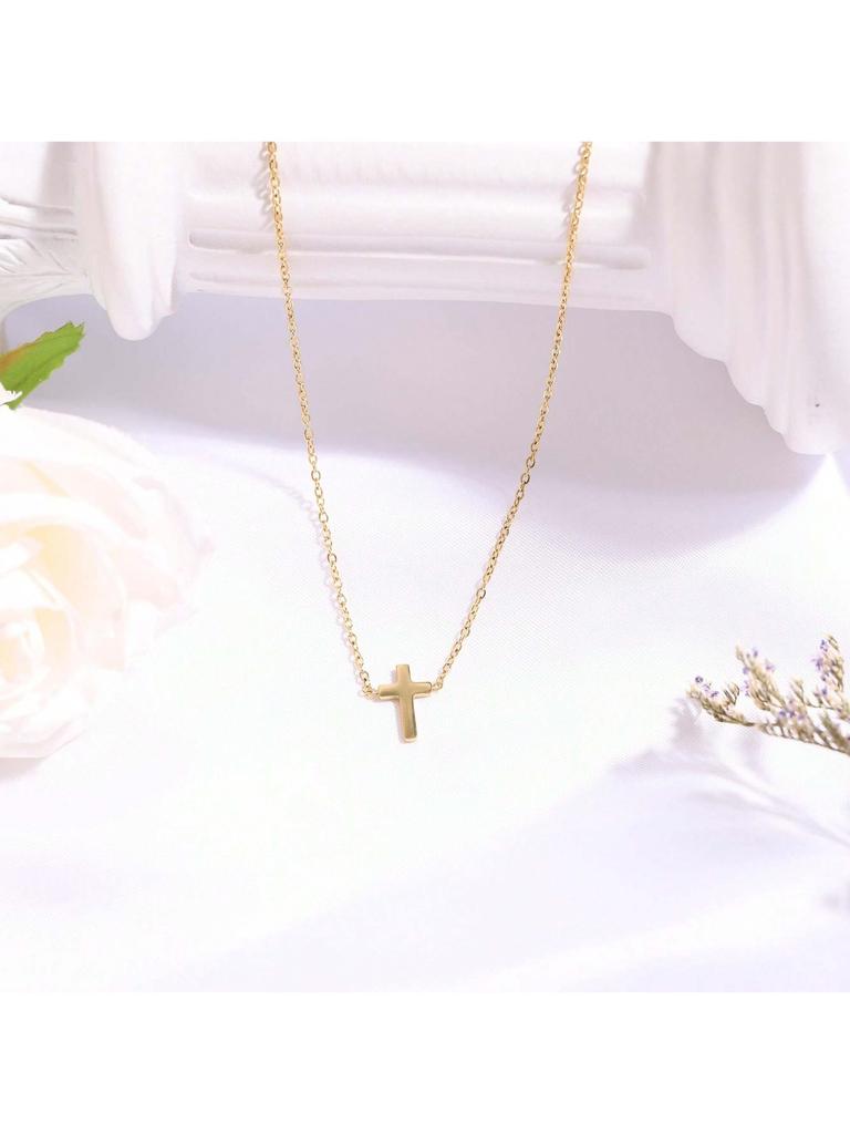 1pc Exquisite Fashion Cross Pendant Necklace Suitable For Women's Daily Wear