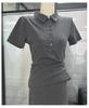 Women's Summer Slim Fit Polo Shirt - Short Sleeve, Button Collar, Straight Shoulder Design