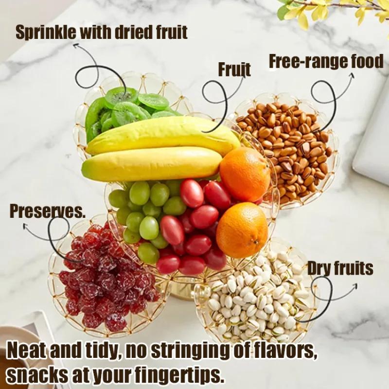 Fruit Plate for Home Use Rotatable Multi-layer Living Room Fruit Plate Snacks Dried Fruit Candy Light Luxury High-grade Crystal