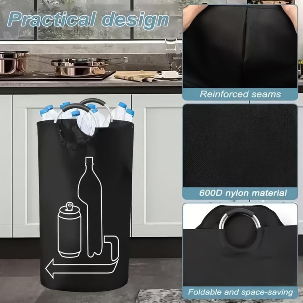 Large Capacity Bottles Collection Container with Handles 115L Oxford Waste Glass Storage Container Home Organizer for Kitchen