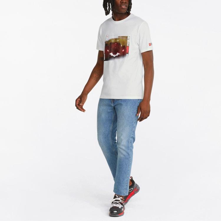 Puma Batman Graphic Print Crew Neck T-Shirt Men Tops White 534727-02