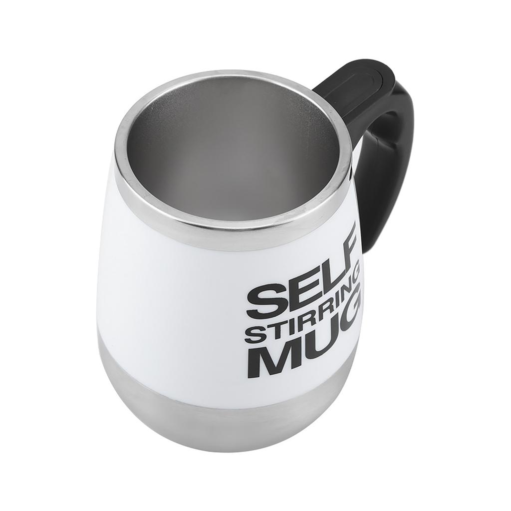 Portable Electric Stainless Steel Self Mixing Cup Magnetic Stirring Coffee Mug White