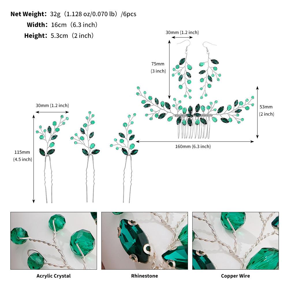 

Свадебные украшения, серьги-гребешки, комплект из трех предметов, свадебные аксессуары для выпускного вечера, аксессуары для волос ручной работы с кристаллами для женщин