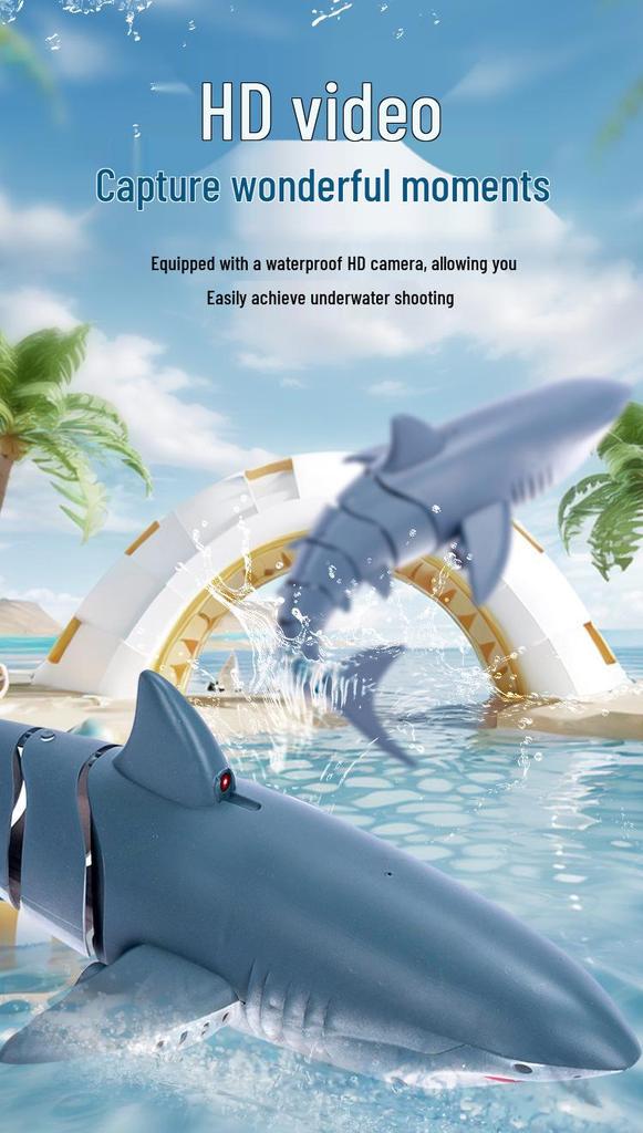 2.4G Remote Control Shark Toy - Water Spraying, Photo Taking, Electric Swing Fish Model for Boys