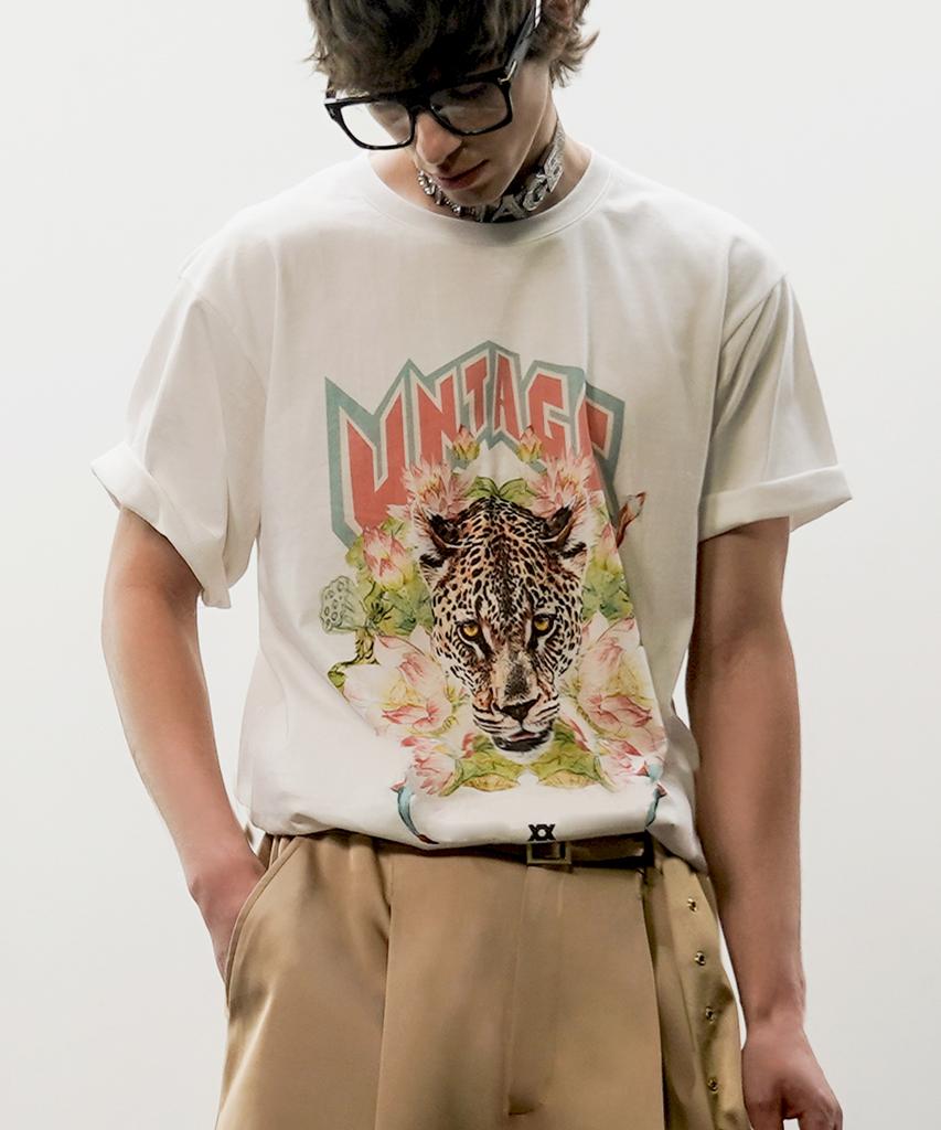 UNTAGE Leopard Print T-Shirt [White(Unisex)]_Utt-St01