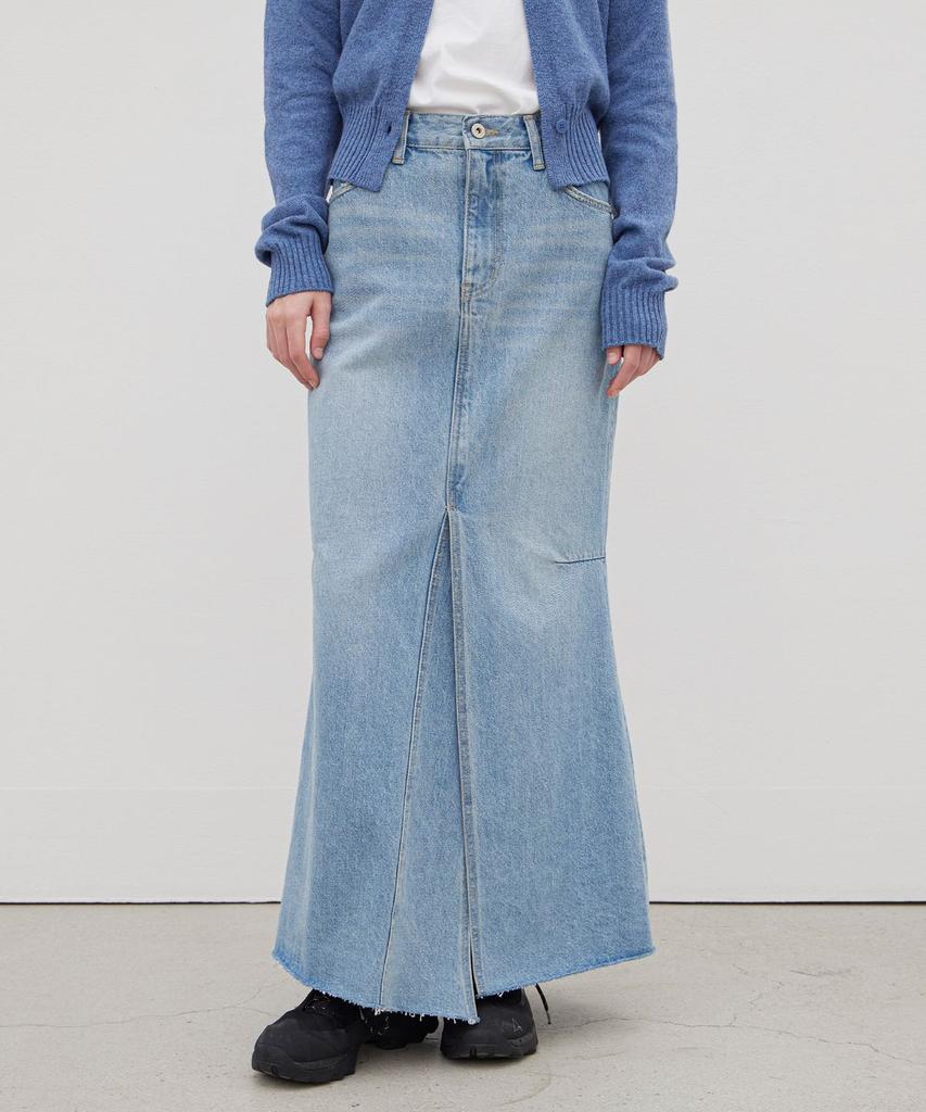 Leuba Front Slit Denim Maxi Skirt - Light Blue