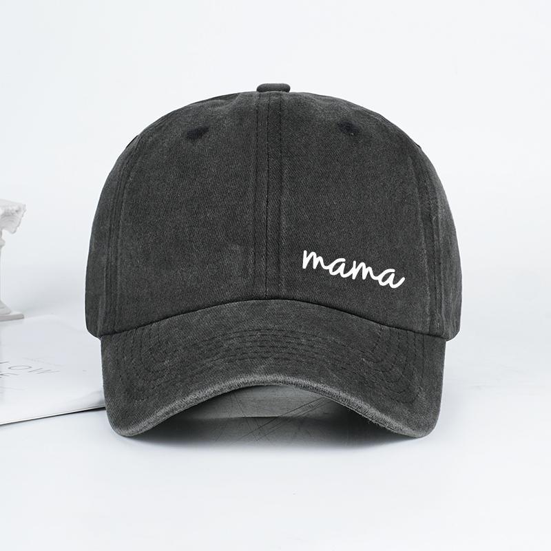Cute "Mama" Script Baseball Cap For Women Men Washed Cotton Adjustable Dad Hat Mother'S Day Gift Casual Sun Cap