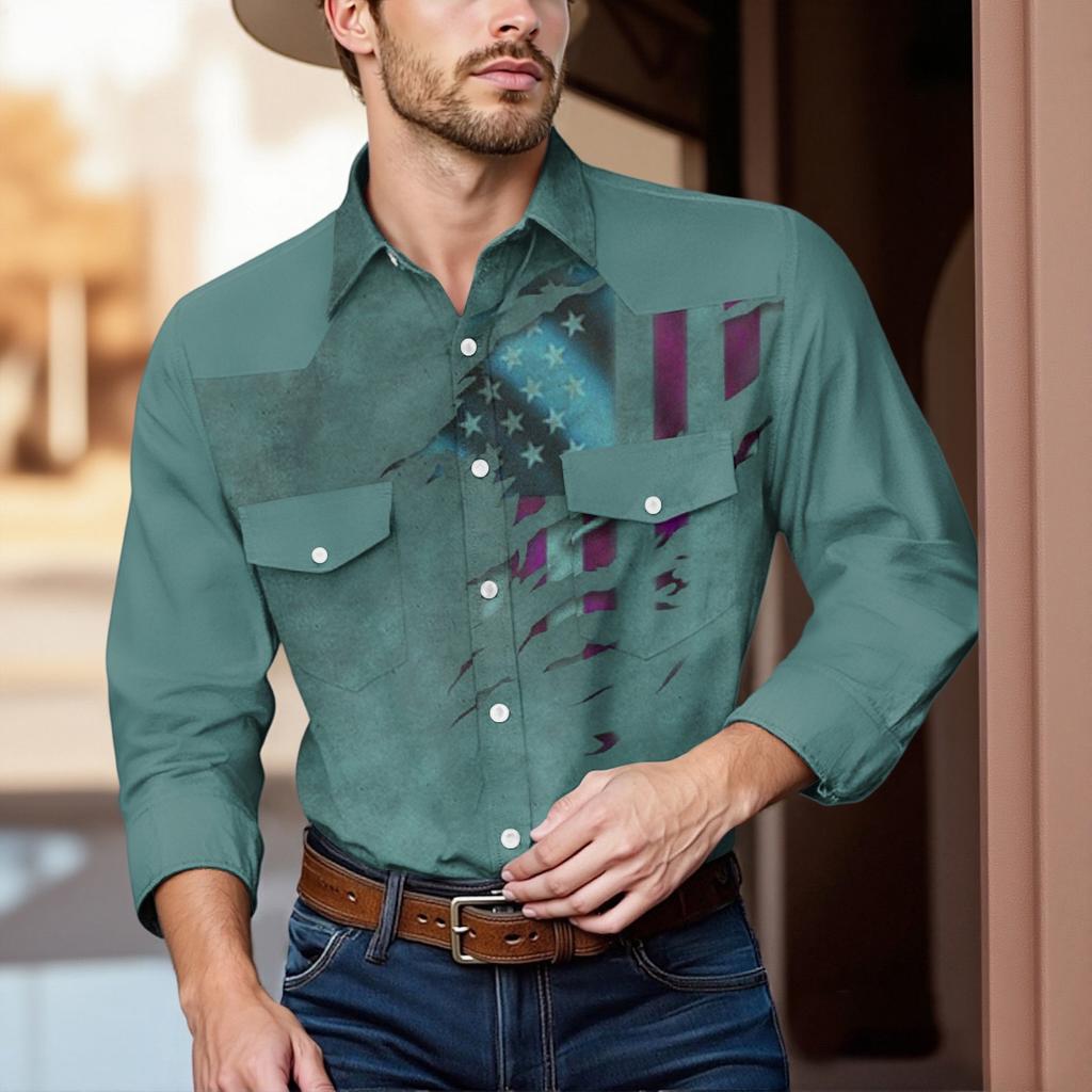 Pánské módní s klopou a krátkým rukávem ležérní top délky po ramena