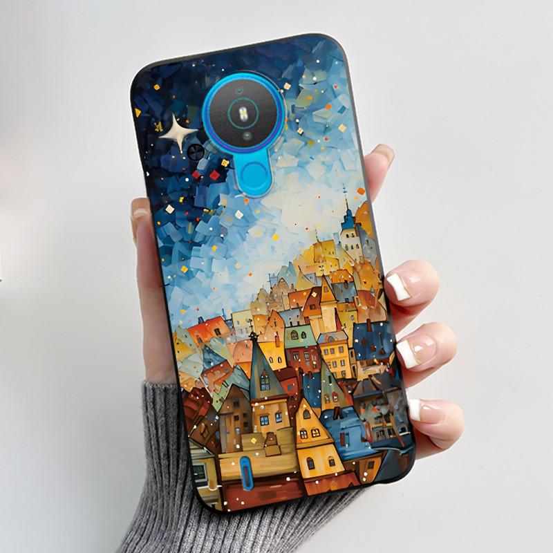 Cute Case For Nokia 1.4 / Nokia 1 / Nokia 1 Plus Capa Printing Shell Protective Cover Soft Silicone Cartoon Black Casing Fundas