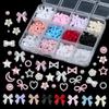 1 Box Colorful Mixed Nail Charms 3D Bowknot Flower Star Pearls Rhinestone Nail Art Decorations DIY Manicure for Nail Salon