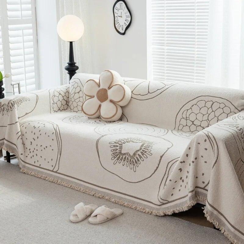 Plush Couch Towel Thicken Sofa Cover Full Wrap Non-slip Dustproof Universal Blanket for Home