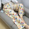Damen-Blumen-Baumwoll-Seiden-Pyjama - Große Größen, Sommer, Leicht, Für draußen, Gerades Bein, Lockerer Schnitt