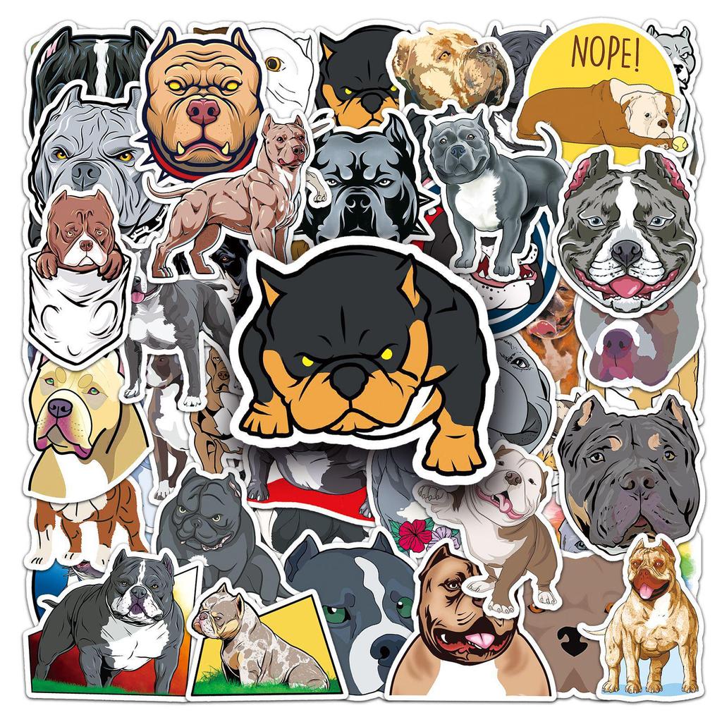 50 Bulldog Cartoon Animal Stickers: Waterproof, Perfect for Kids' Journals, Water Bottles, Skateboards, and Luggage.
