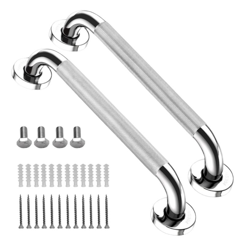 12Inch Bathroom Grab Rail 2 Pack Anti Slip Sturdy Stainless Steel Door Handle for Elderly and Disabled Safety Use