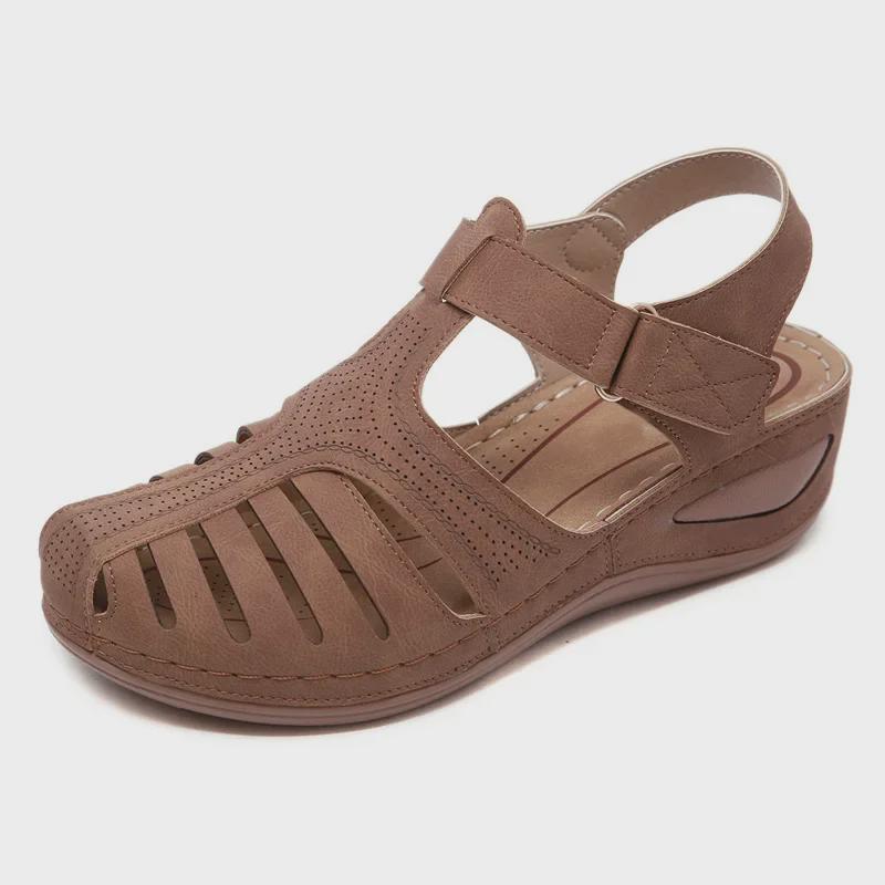 2023 Women's Large Size Hollow Wedge Round Toe Non-Slip Sandals - European & American Style
