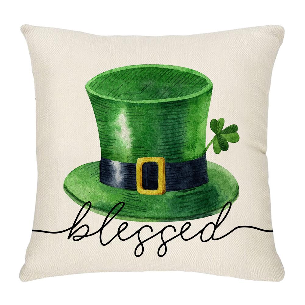 Four-leaf Clover Pillow New Sofa Cushion Cover National Day Green Pillow St. Patrick's Day Pillow Cover