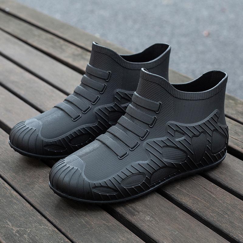 New Men's Rain Shoes Fashionable Outer Wear Waterproof Shoes Wear-resistant Non-slip Water Boots Men's Short Rubber Shoes Rain Boots