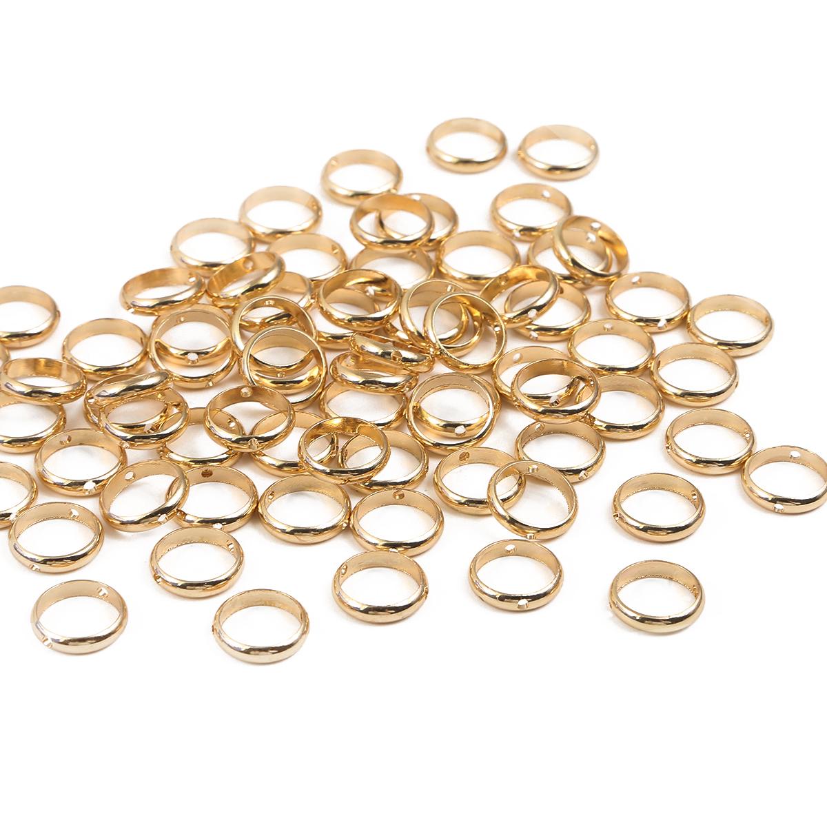 

10 шт./лот, бусины-разделители с двойным отверстием, позиционирующие круговые кольца для прыжков, для DIY браслетов из бисера, аксессуары для изготовления ювелирных изделий 12mm золотистый