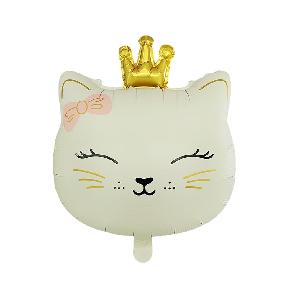 

Cartoon Crown Cat Head Helium Balloon Animal Foil Balloons Birthday Party Decoration Kids Toys Globos Event Party Supplie Other кремовый