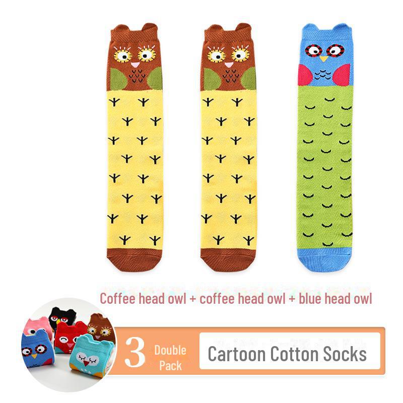 Kids' Cute Cartoon Knee-High Socks for Spring & Autumn - Mid-Tube, Long Pile Socks for Girls & Babies