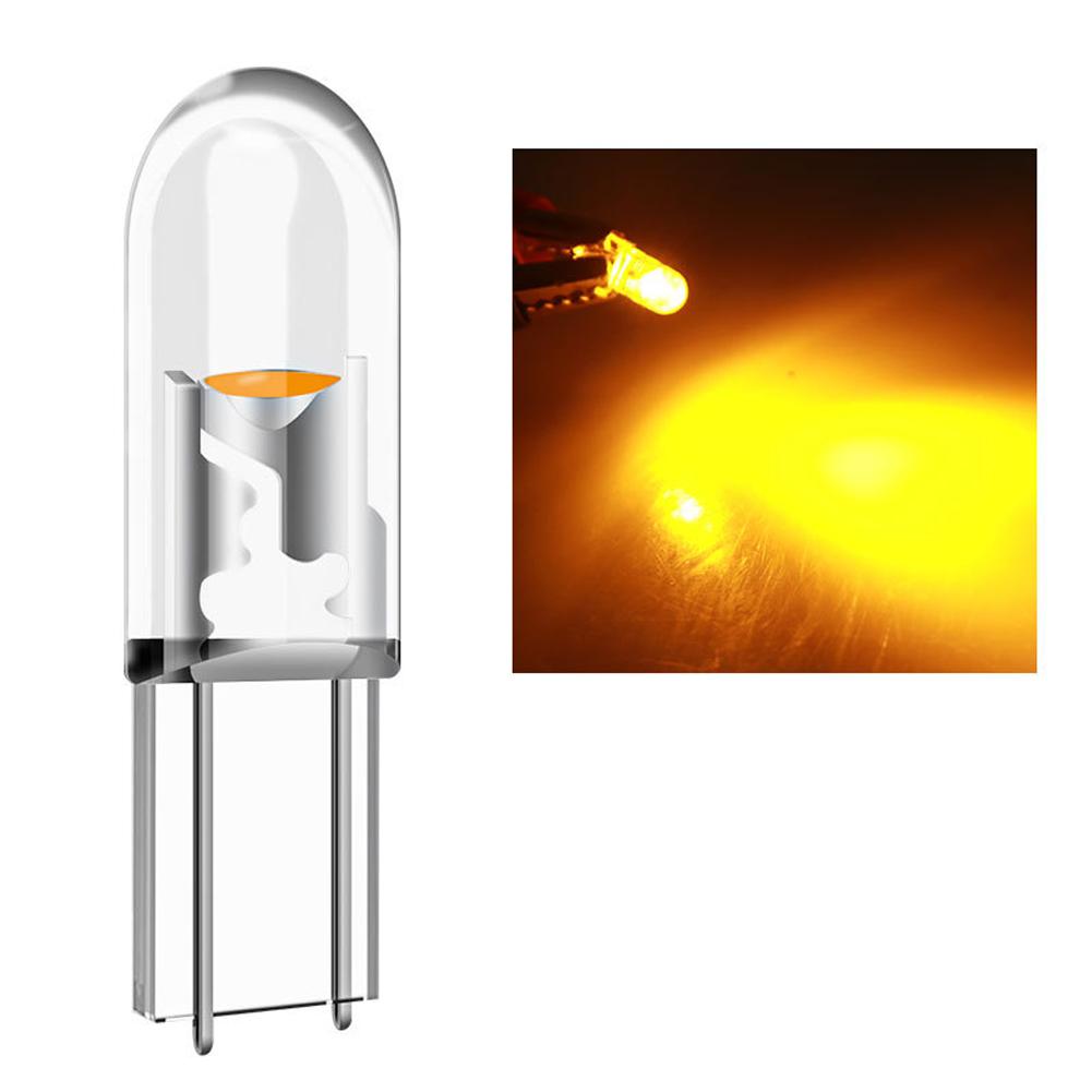 10Pcs Transparent T5 LED W3W COB Led Bulb Car Instrument Indicator Light Reading Lamp Auto Interior Dashboard Warming Lamp