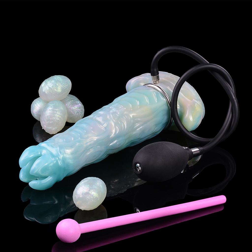 ELKKOST Blue Pneumatic Ovipositor with Silicone Balls Fantasy Hollow Dildo Anal Plug Adult Sex Toys for Women G Spot Stimulate