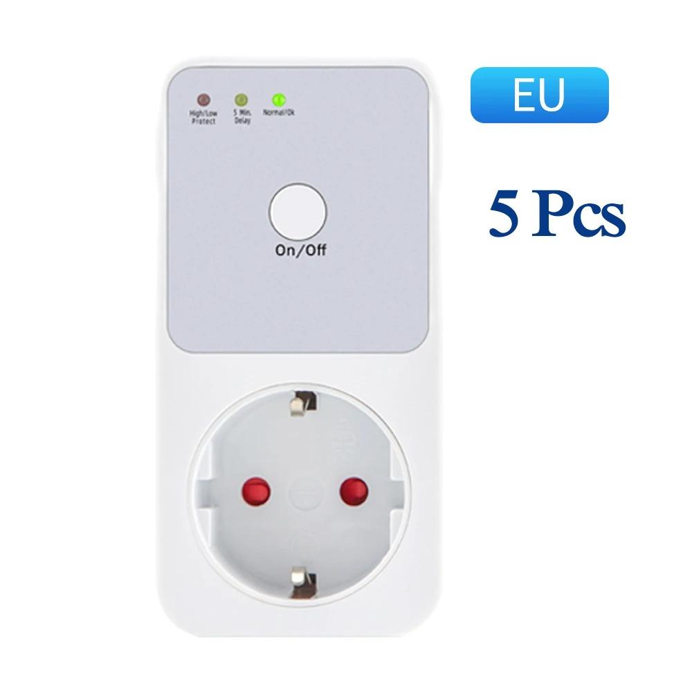 5/10Pcs Surge Protector Voltage Relay Socket 220v Electrical Stabilizer EU FR US UK Plug Automatic Refrigerator Protect Switcher