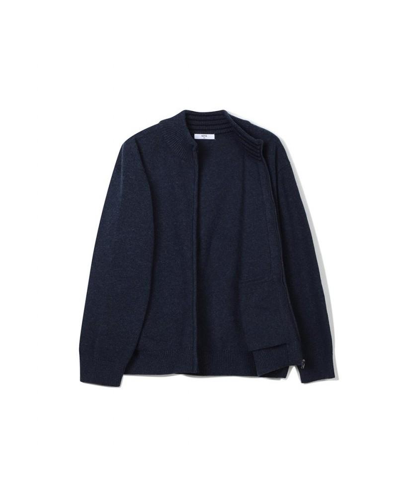 Notig Polyester Blend Solid Knit Zip-Up Navy_Okw2Swzu201N1