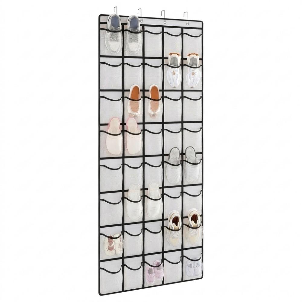 Breathable Over The Door Shoe Organizer Mesh Pockets Hanging Shoe Rack  Door Behind