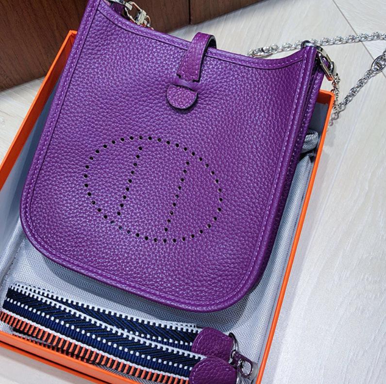 First Layer Cowhide Evelyn Bag Genuine Leather Women's Bag Lychee Patterned Bucket Bag Mini Casual Shoulder Crossbody Bag