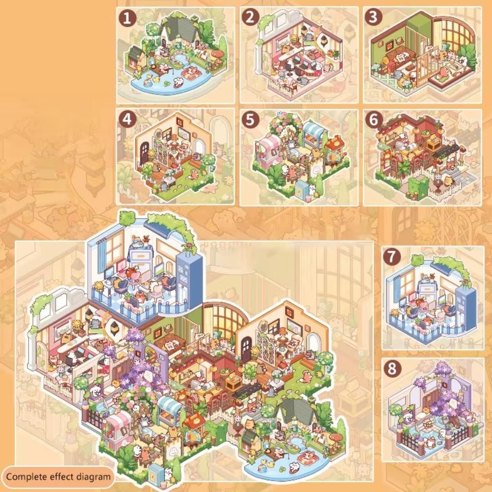 

8-in-1 Miniature Landscape Sticker Collection PET Mini 3D Landscape Sticker Three-dimensional DIY Cabin Scene Sticker Boys/Girls