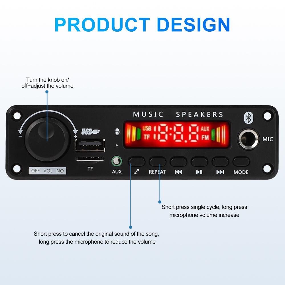 2x75W Amplifier Bluetooth MP3 Decoder Board DIY Wireless Car Audio Music Player 8V-26V Support Record with Remote Control