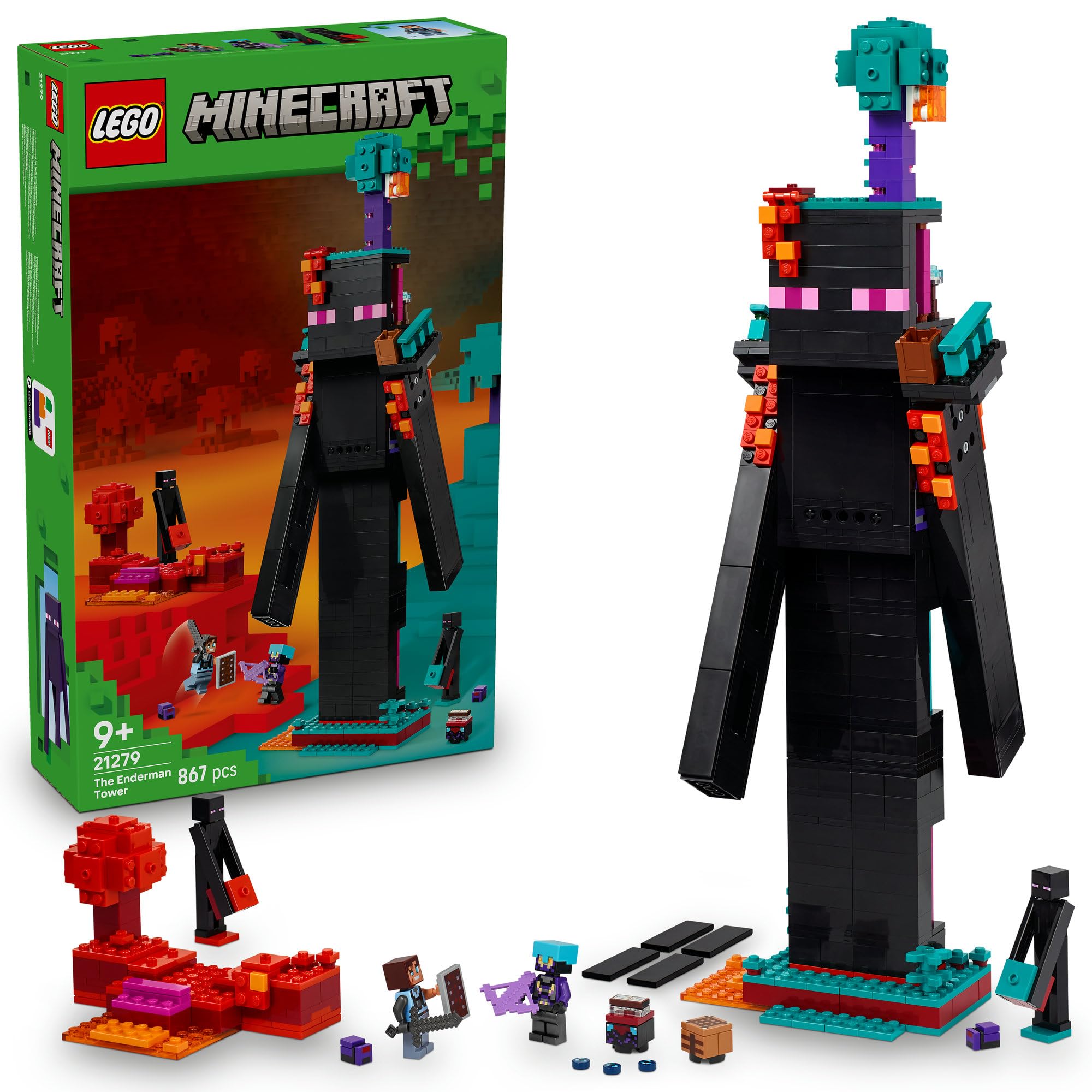 

LEGO Minecraft Enderman Tower Playset 21279 Birthday Gift Blocks for Boys and Girls Ages 9-11 Kids Elementary School Children Battle Robot