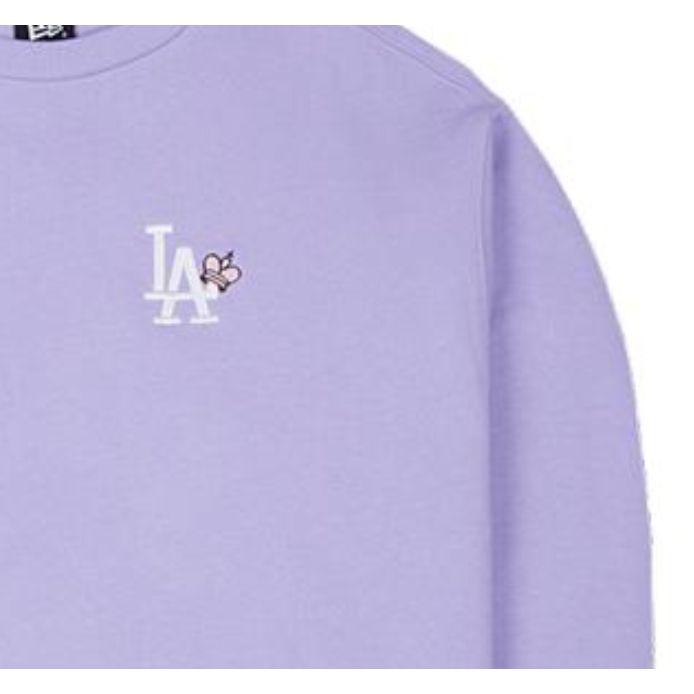 New Era Letter Embroidered Pullover American Sweatshirt Unisex Sweatshirt Light-Purple 13558610