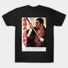 Herren Schwarzes T-Shirt mit Aufdruck Zatoichi No-Cut Transferpapier Druck Baumwoll-T-Shirt