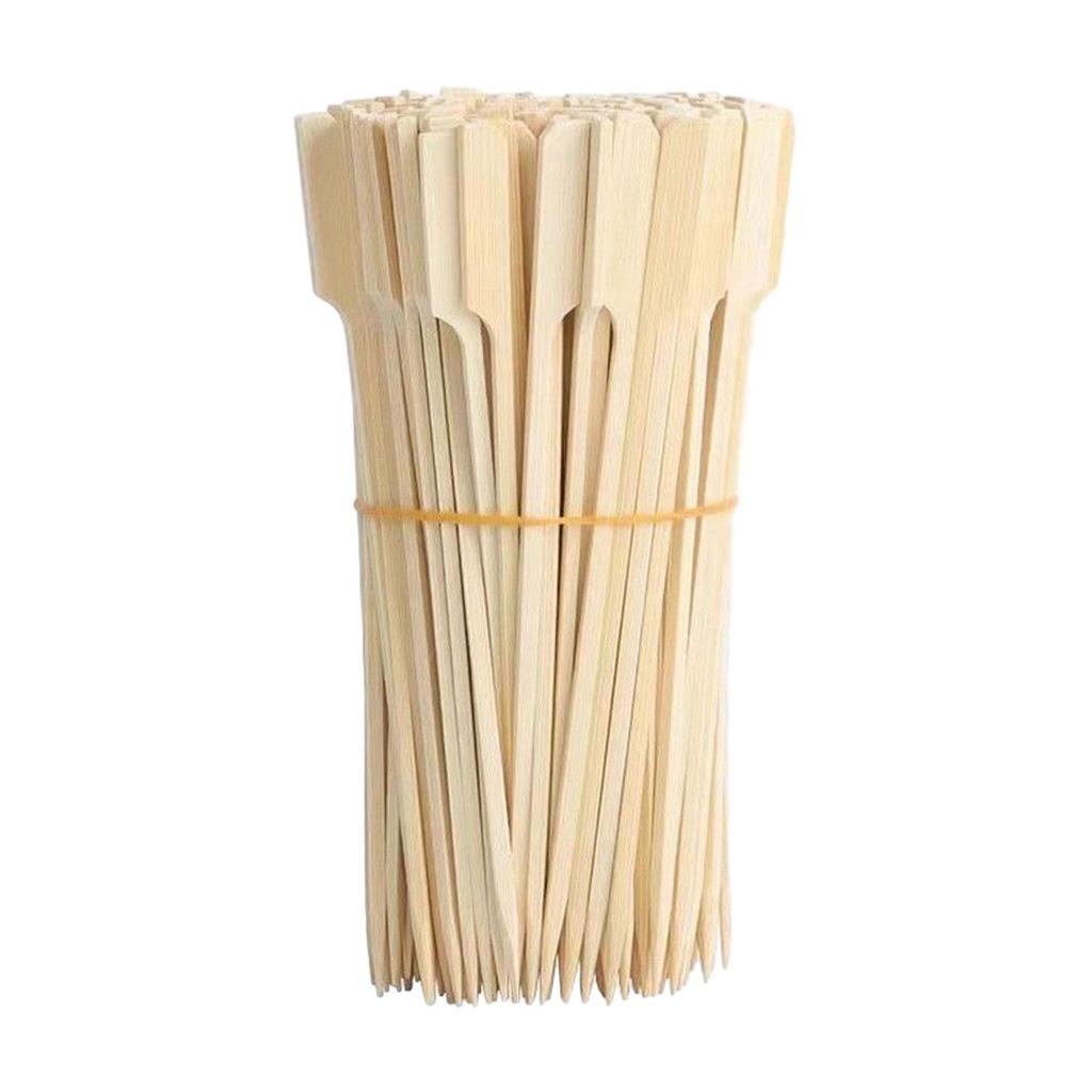 100x Bambusspieße Holz Grillspieße BBQ Tragbare Zubehörwerkzeuge BBQ Essensspieße für Party Gemüse Barbecue Snacks