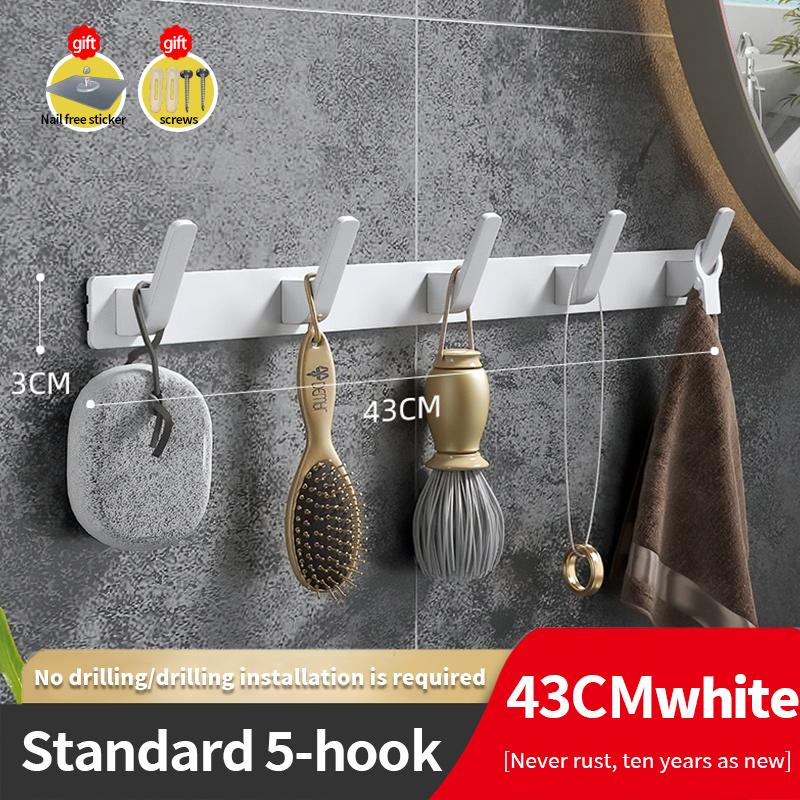 YUNJIEYA Black/White Door Hooks Clothes Hook Hanger Shelf Organizer Storage Shelf Shower Wall Rack Kitchen Bathroom Accessories