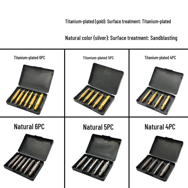 Double-Headed Screw Extractor Set for Broken, Stripped, and Reverse Threads