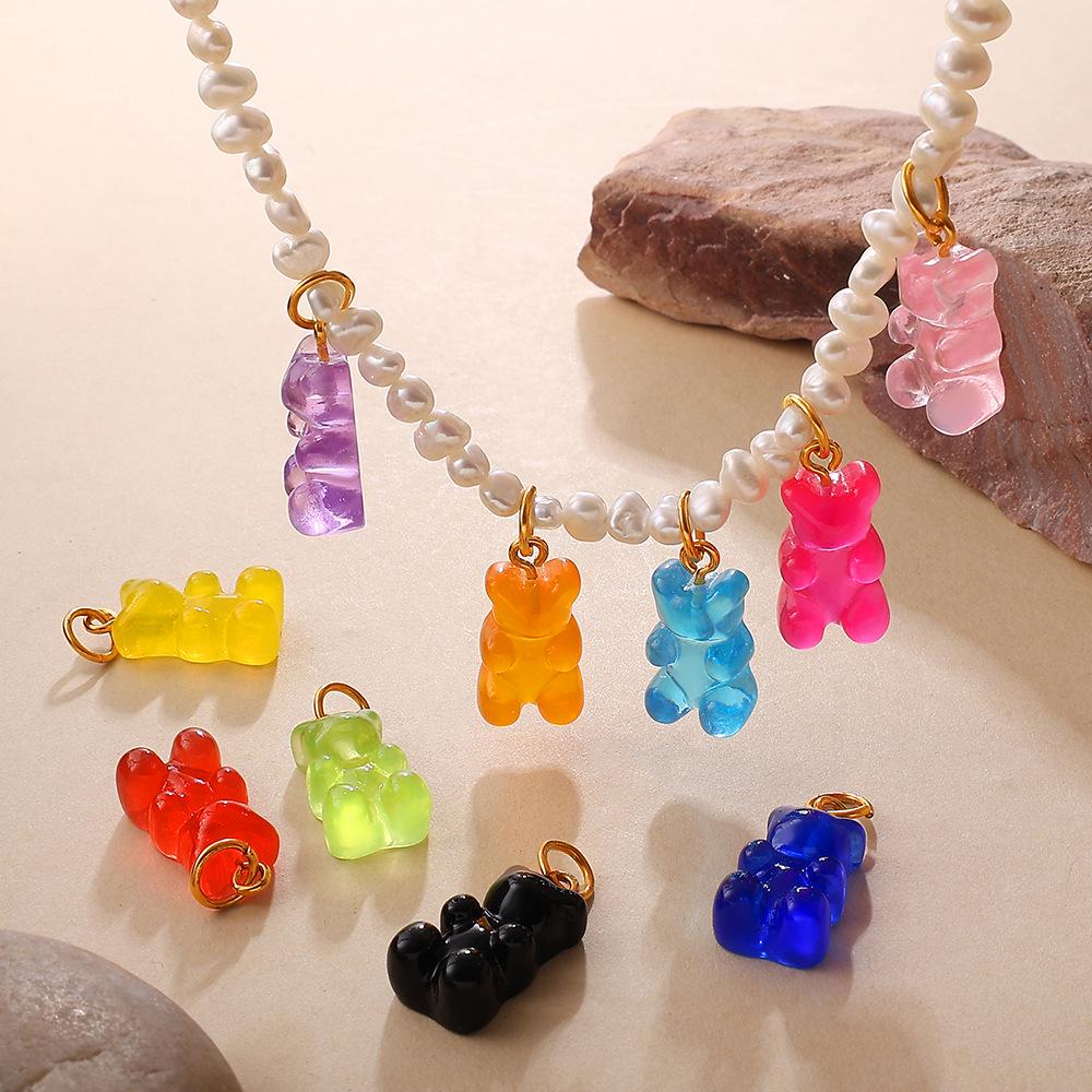 Koreaanse Schattige Beer Kleurrijke Snoep Oorbellen & Ketting Hanger Charms voor Vrouwen