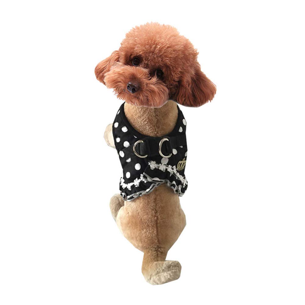 TARATI Pet Dog and Cat Harness with Polka Dot Adjustable 120cm Buffer Black Lead Set for Small Extra Small Small and Perfect for and M Pattern, Rope,