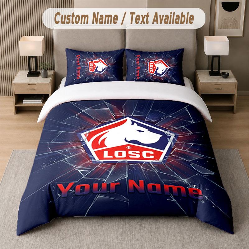 Custom Bedding Set LOSC Lille Pattern, Print Name Text 1 Duvet Cover plus 2 Pillowcases Home Textile