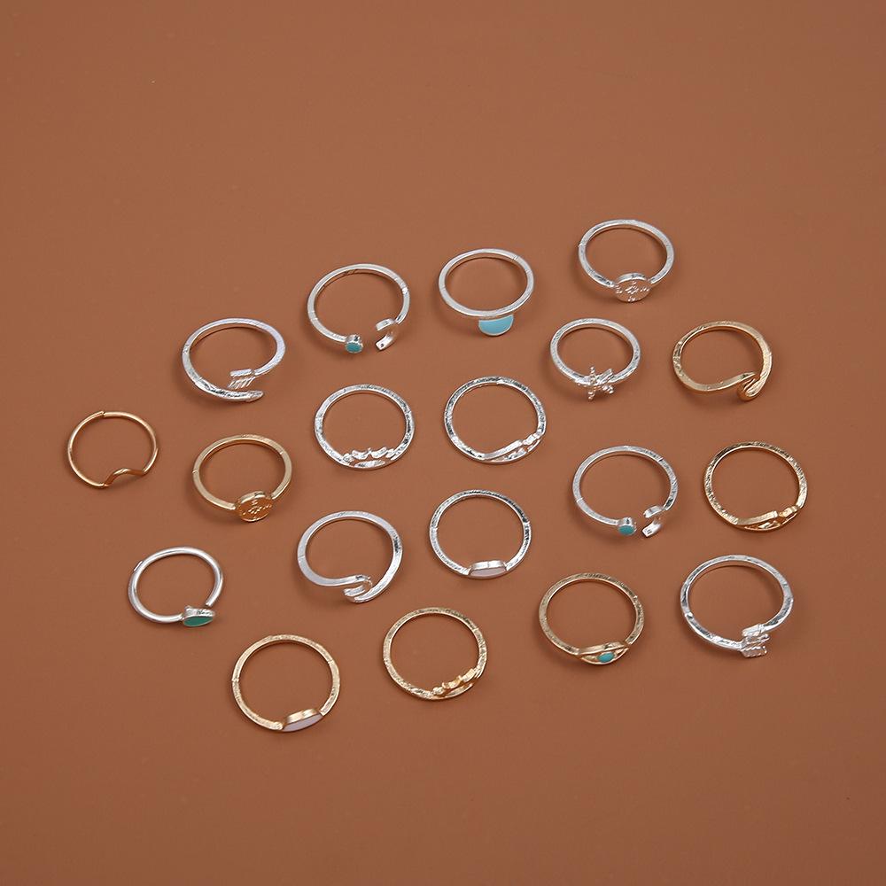 Multi-Piece Ring Set Of 19, Beach Style Women'S Jewelry.