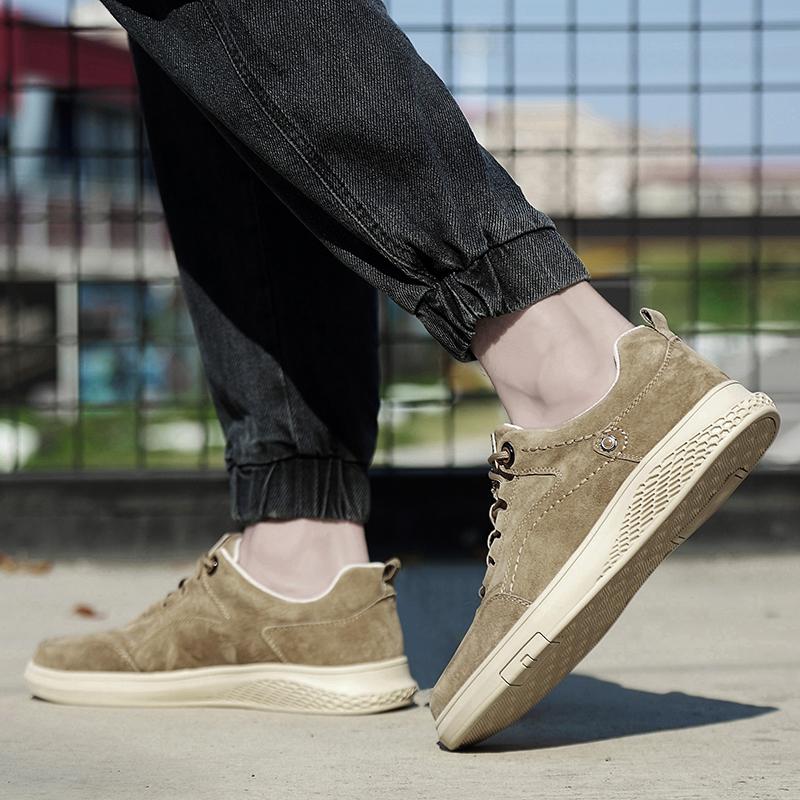 Fashion Male Comfortable Driving Shoe Leather Fashion Skate Shoes Men All-match Men's Walking Shoes Lightweight Men's Vulcanize Flats